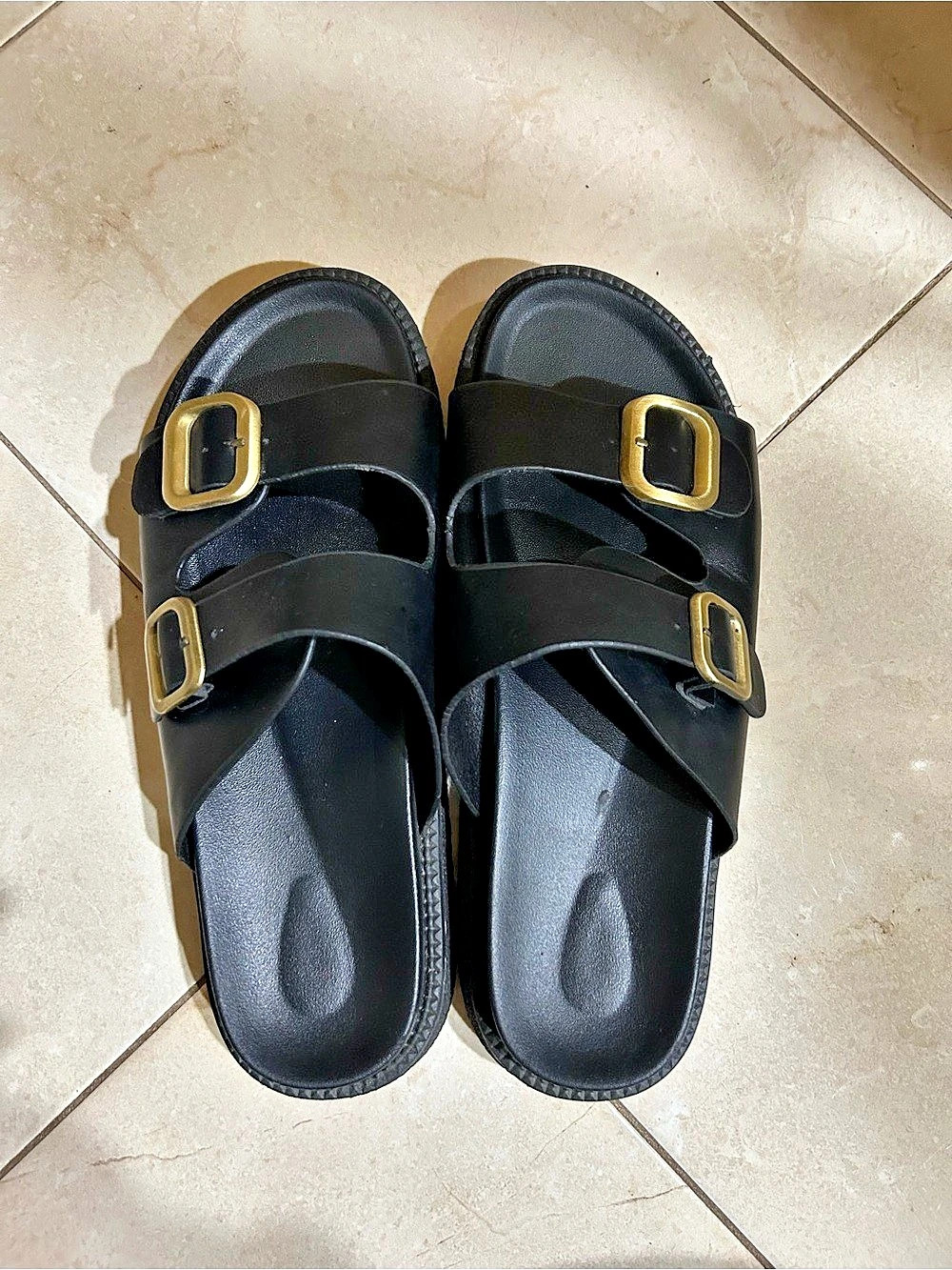 Black Double-Buckle Sandals Like New